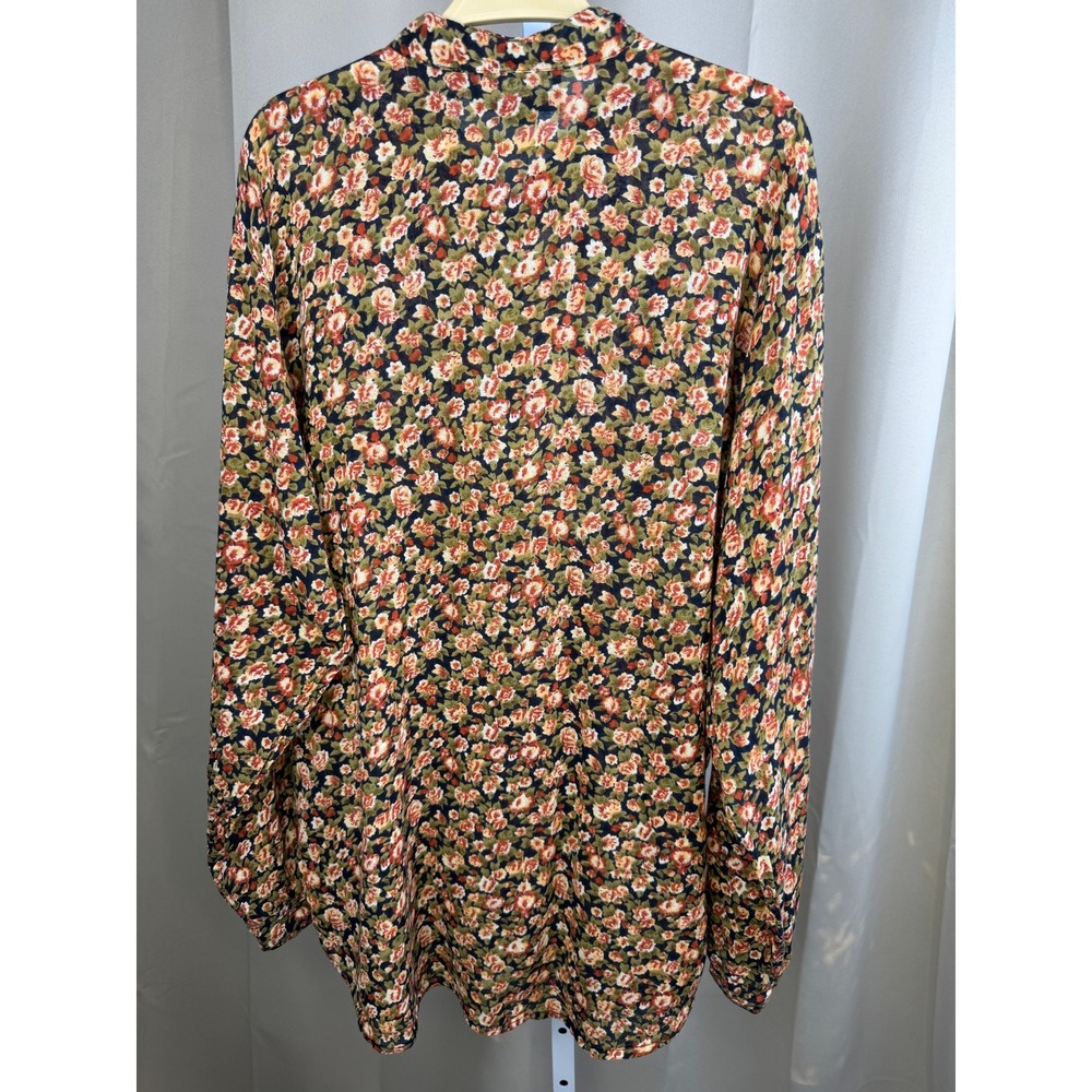 Vintage 90s Tribes Floral Button Up Blouse Cottagecore Prairie Boho Size‎ Large